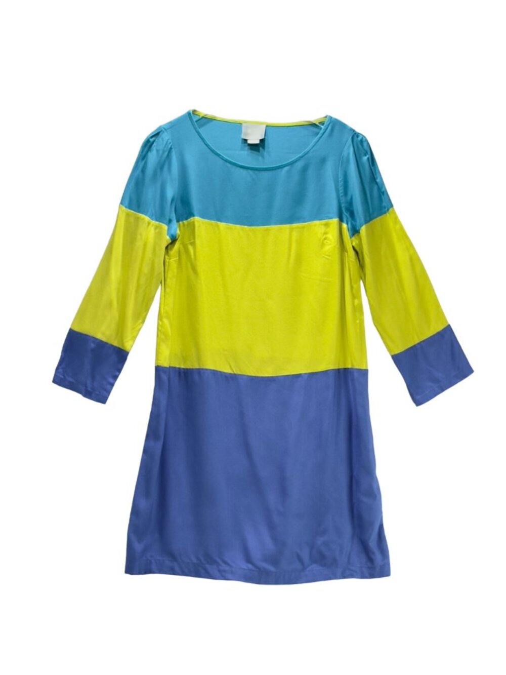 MAEVE ANTHROPOLOGIE Women’s Dress Blue Yellow Color-block Rayon Size 6 - Picture 7 of 12